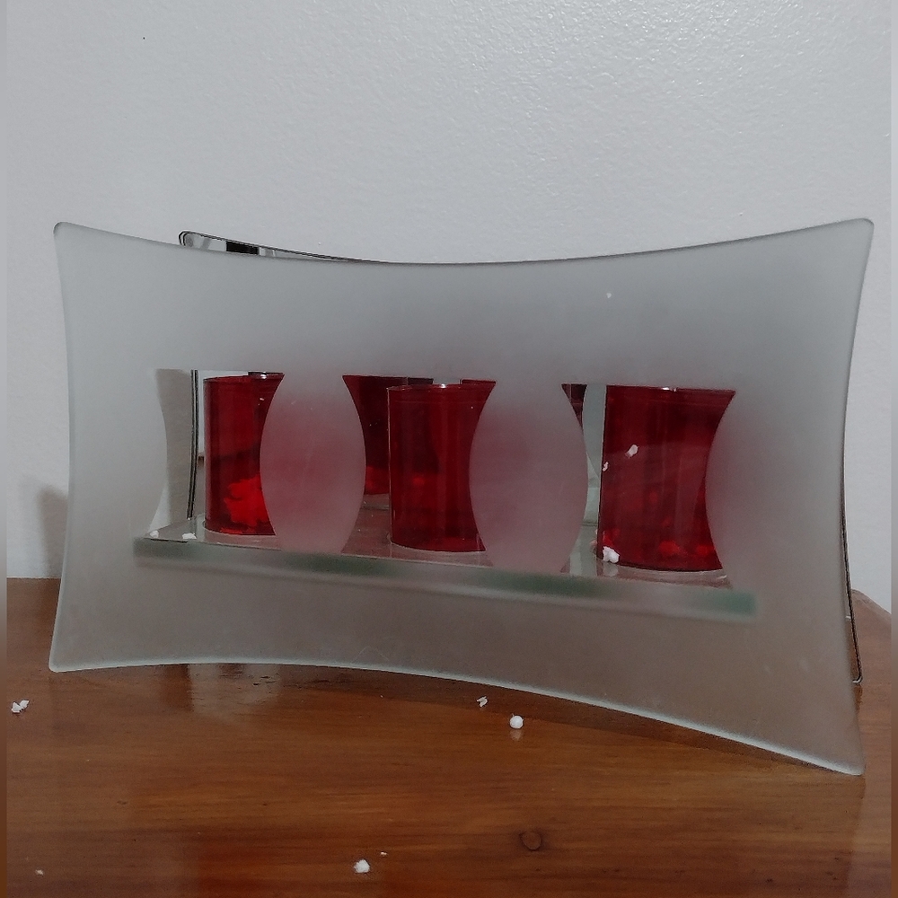 PartyLite candle trio mirrored holder